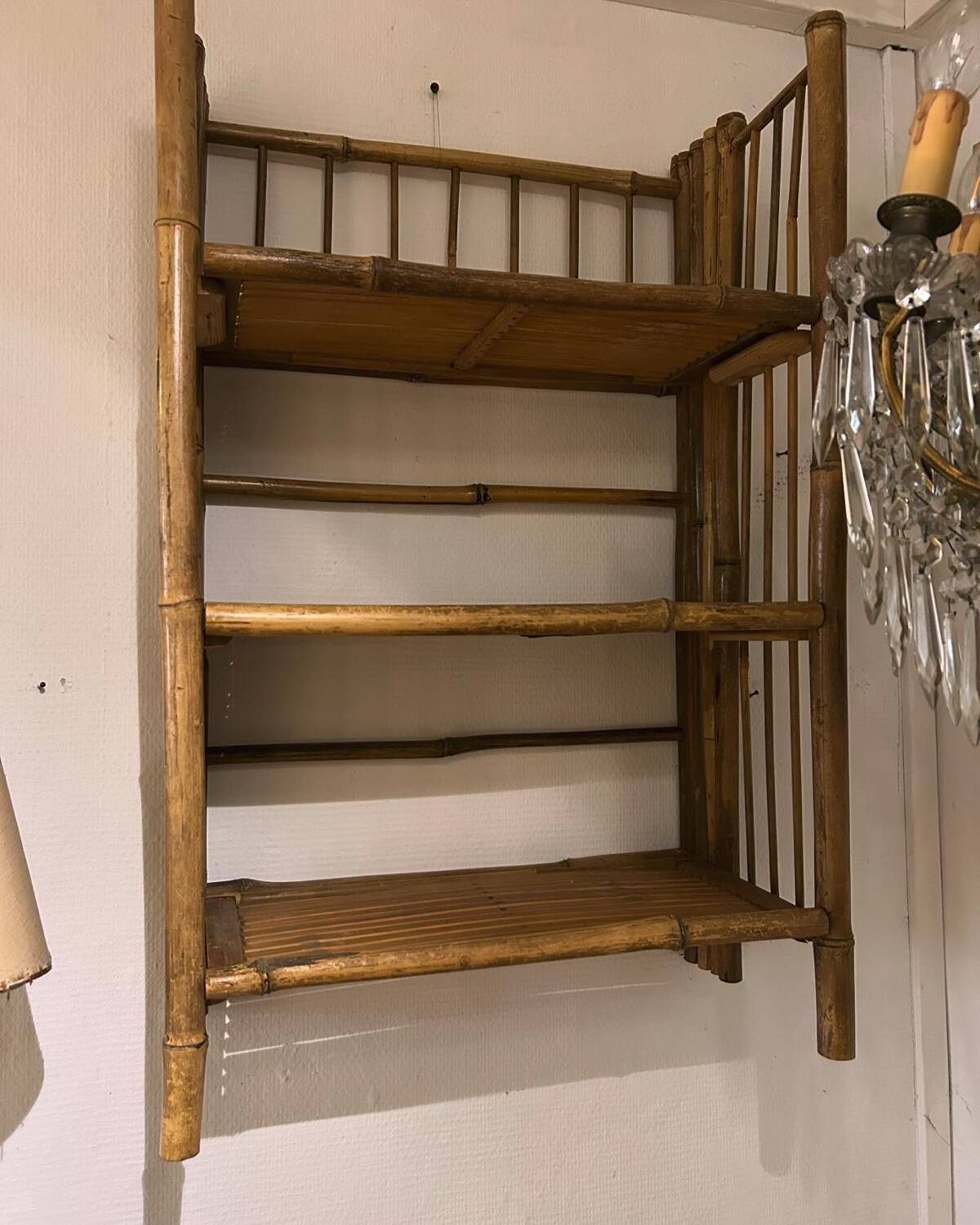 Bamboo standing shelf from the 60s