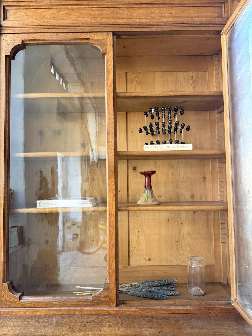 Antique XL Napoleonic oak glass bookcase, 19th century