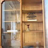 Old XL Napoleonic oak glass bookcase, 19th century