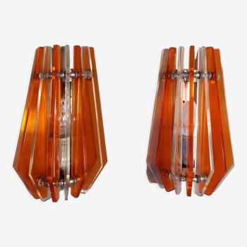 Pair of Veca wall lamps, italy 1970