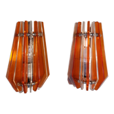Pair of Veca wall lamps, italy 1970