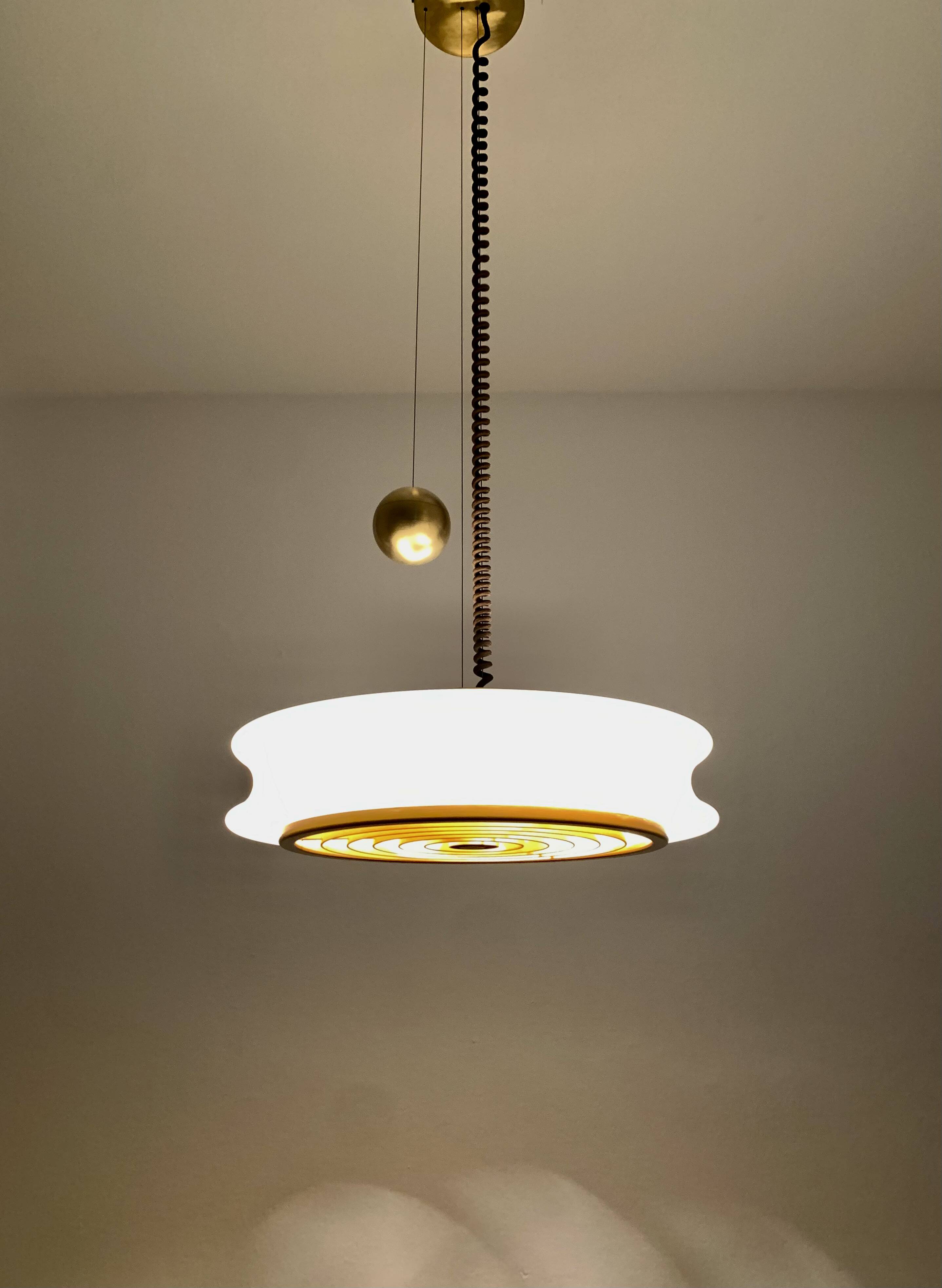 1 of 3 Awesome Adjustable Orion Glass Pendant Lamps from Staff