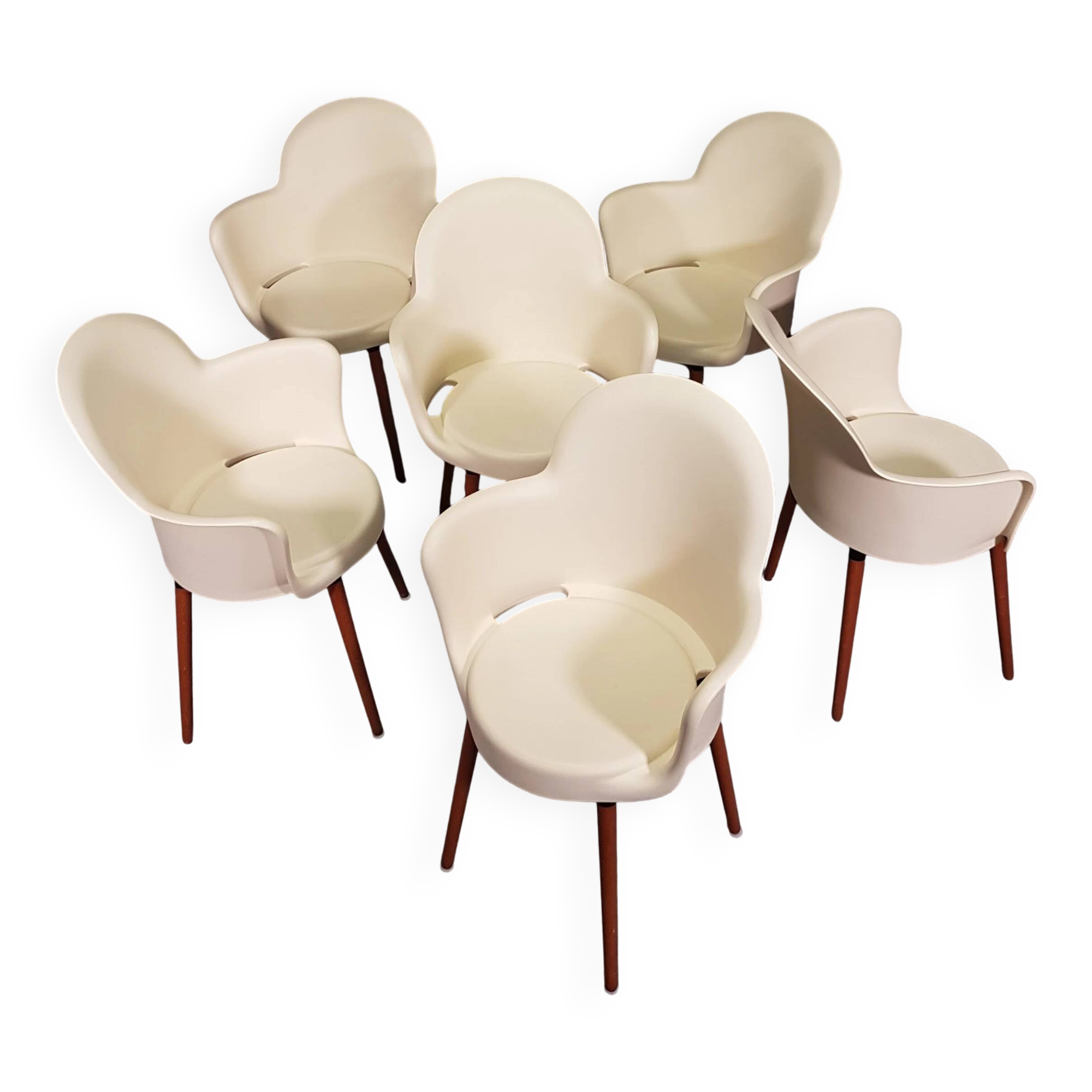 Set of 6 Sintesi Gogo chairs with wooden legs by Marcello Ziliani, 1990s