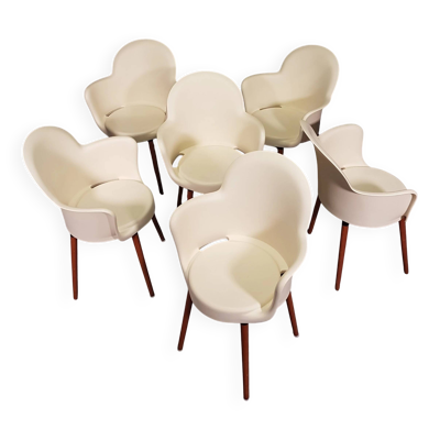 Ensemble de 6 chaises Sintesi Gogo avec pieds en bois par Marcello Ziliani, 1990