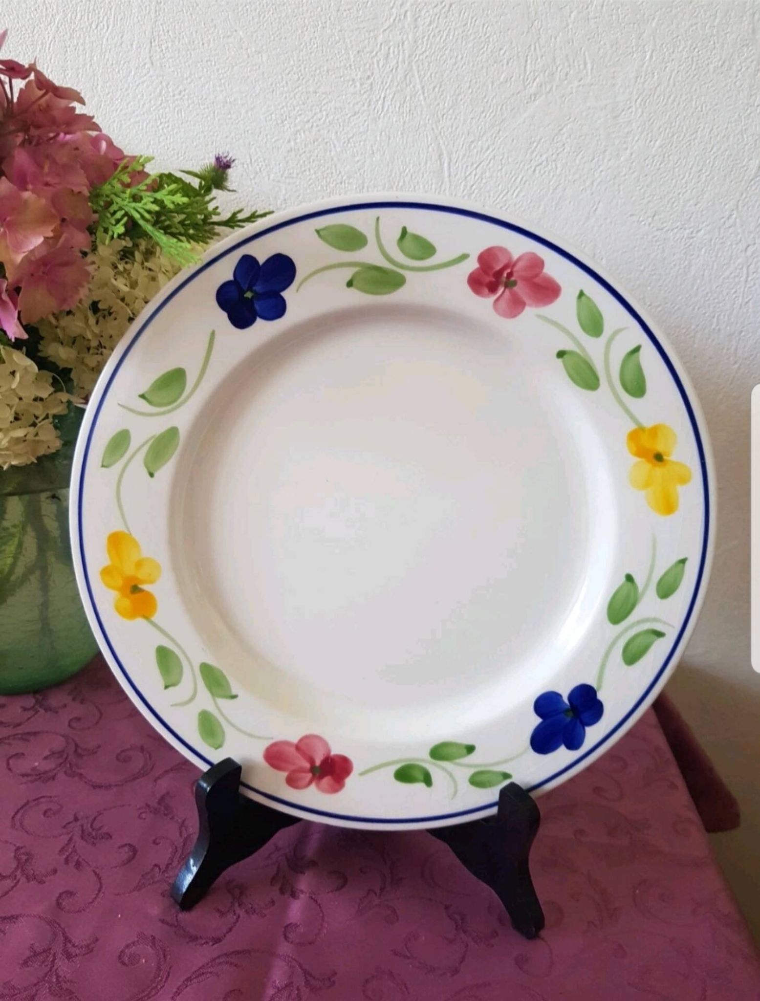 Grande assiette plate vintage , peint a la main , Italie