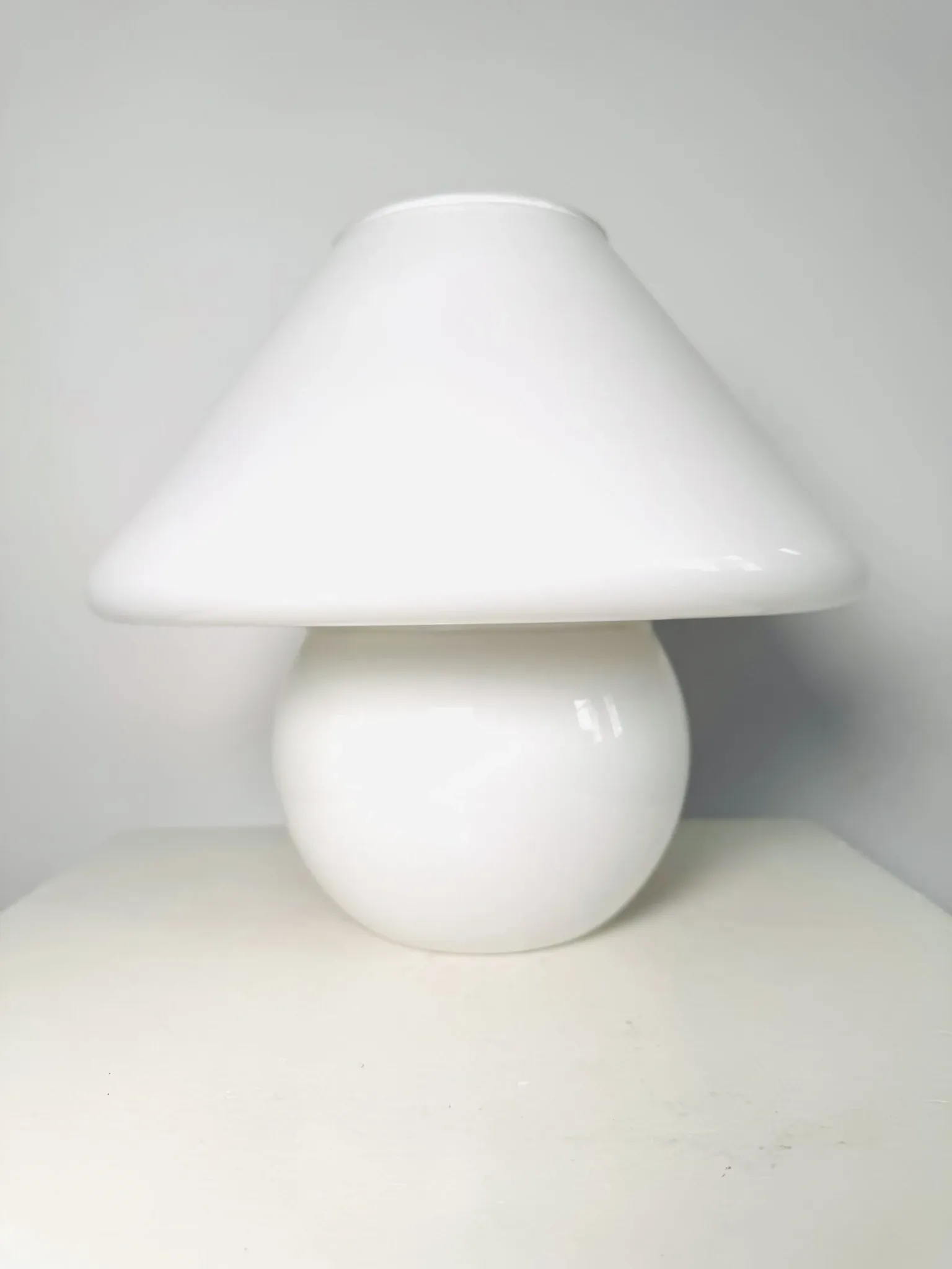 Opaline Mushroom Table Lamp By Paolo Venini For Murano, Italy, 1970S