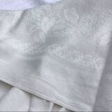 Vintage white tablecloth with lilacs, monogrammed GSS