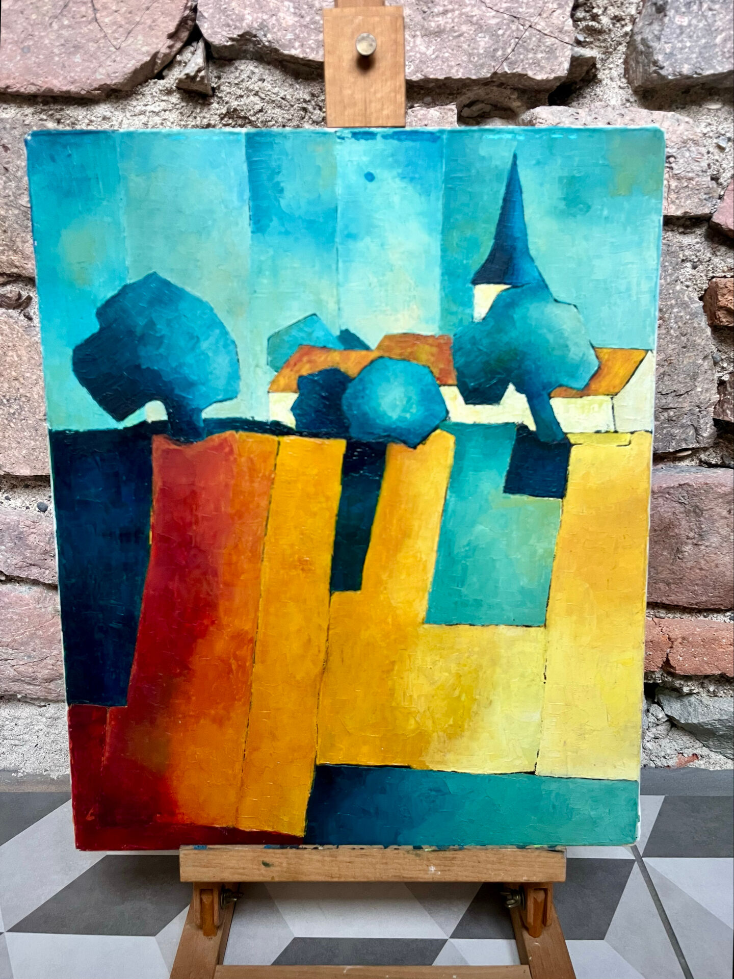 Oil on canvas "Village"