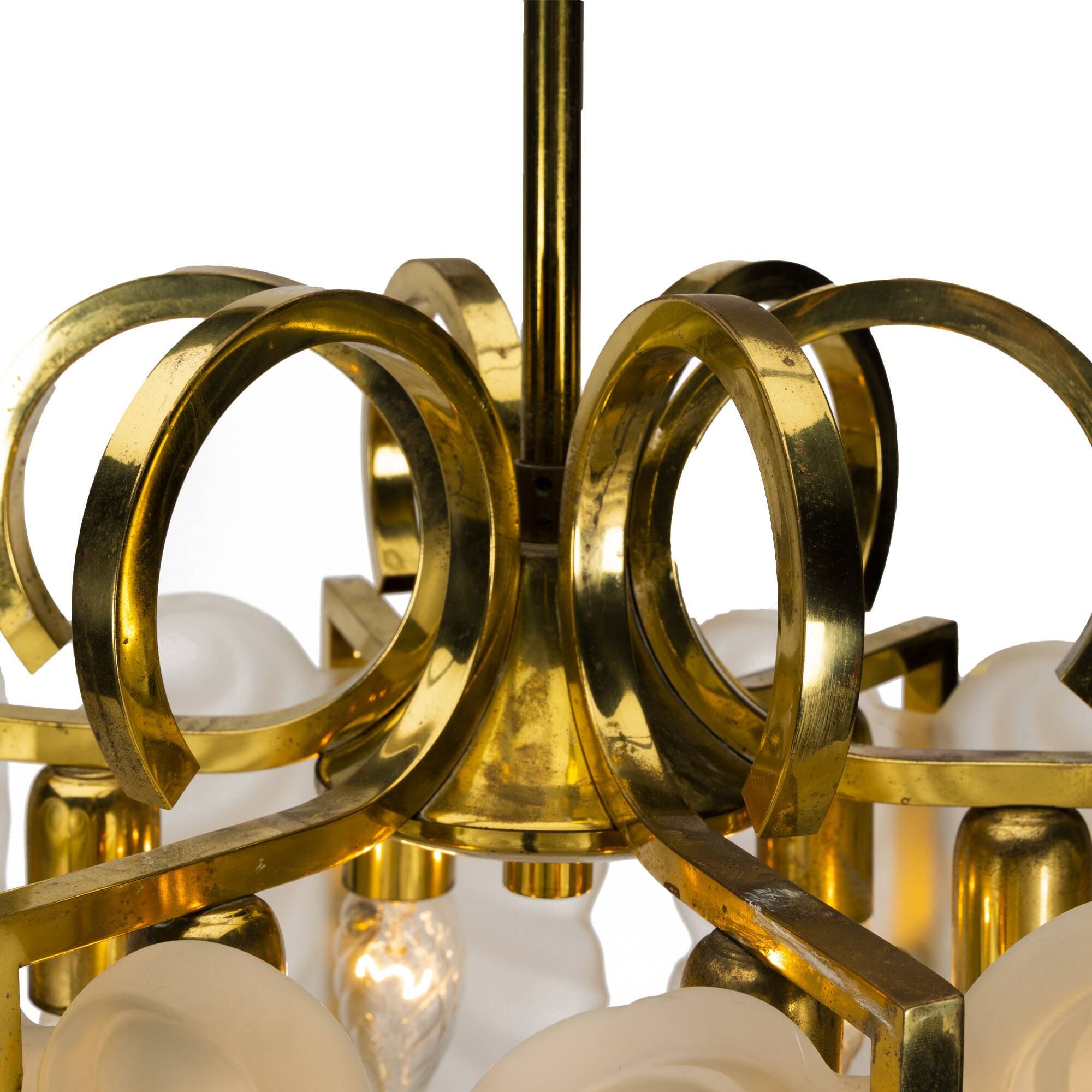 Brass and Glass Pendant Lamp by Carl Fagerlund for Orrefors