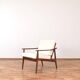 Mid-Century Danish Wood & Linen Lounge Chairs, Set of 2, 1960s.