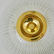 Large striped glass ceiling lamp in brass, Limburg, Germany, 1970s.