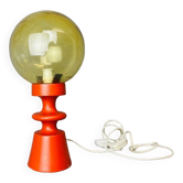 Portuguese Orange Wood & Amber Seeded Glass Table Lamp