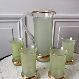 Green granita set consisting of a pitcher and 4 glasses in orangeade 50s