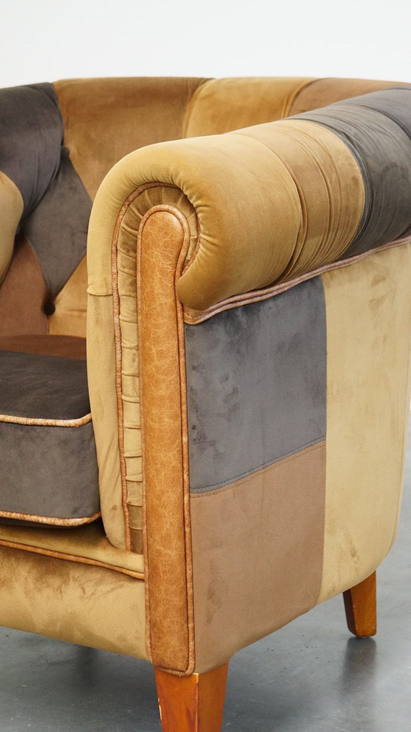Unique fabric patchwork Chesterfield club armchair in English style
