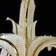 Venini palm chandelier in Murano glass and golden structure, Italy 1980s