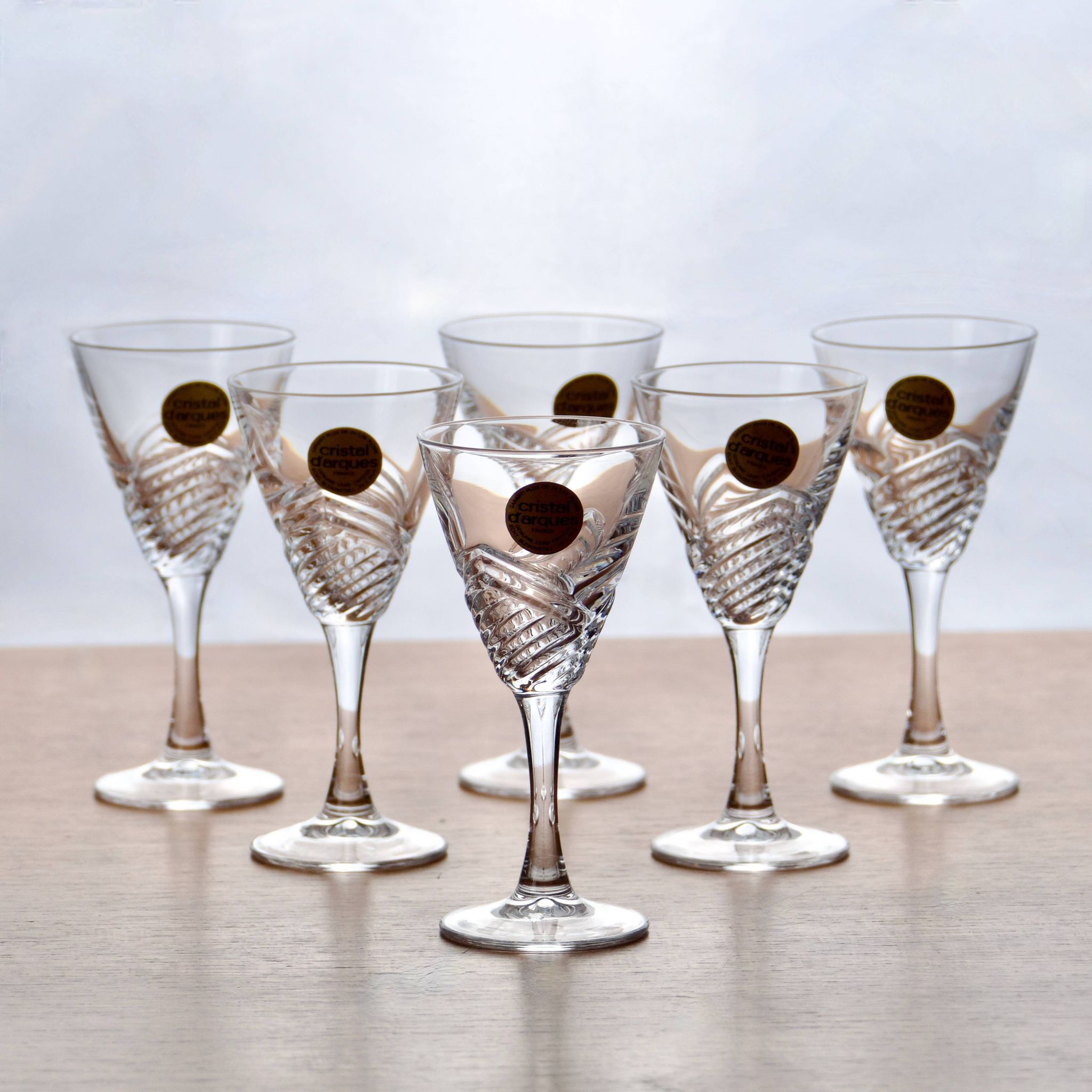 6 verres en cristal d'Arques modèle Fuseau