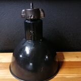 Industrial vintage factory pendant lamp, enamelled metal, 60s