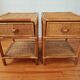 Pair of bedside tables in rattan and wicker - circa 1970