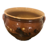 Thick hand-painted ceramic cache pot vase