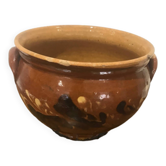 Vase cache pot en céramique épaisse peinte main