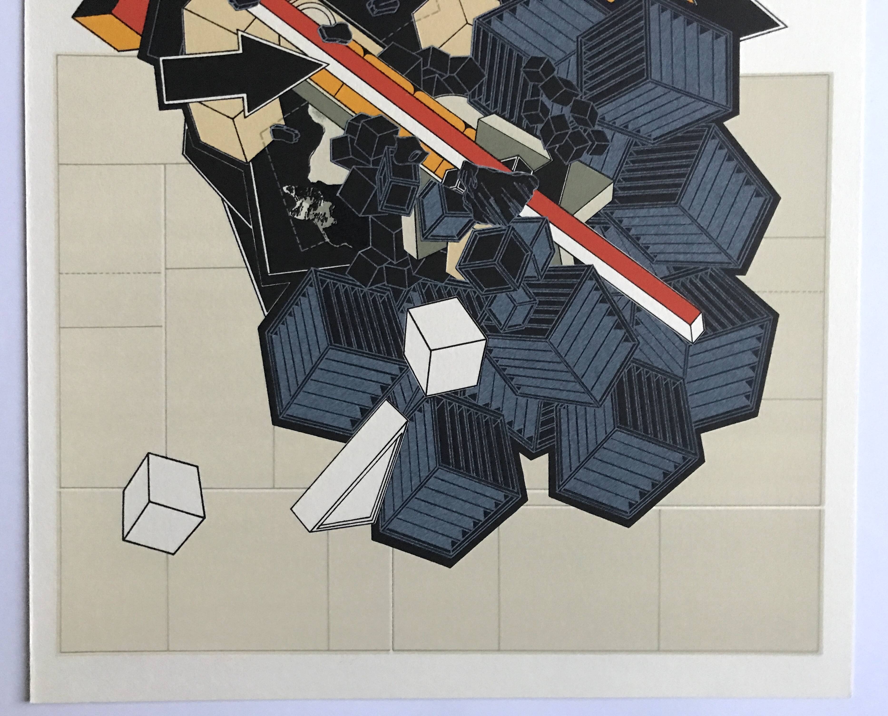 Set of 4 original lithographs by Alain Le Yaouanck 1978. The 4 elements.