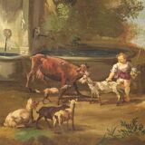 Peinture de paysage huile sur toile du 20ème siècle