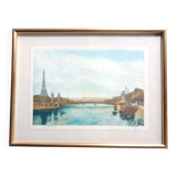 Frame The Alexandre Bridge 3 Paris the Eiffel Tower Etching signed Hubert