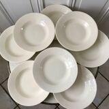 Set of 8 hollow plates Digoin Sarreguemines model Alphabet relief beige 40s