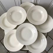 Set of 8 hollow plates Digoin Sarreguemines model Alphabet relief beige 40s