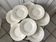Set of 8 hollow plates Digoin Sarreguemines model Alphabet relief beige 40s