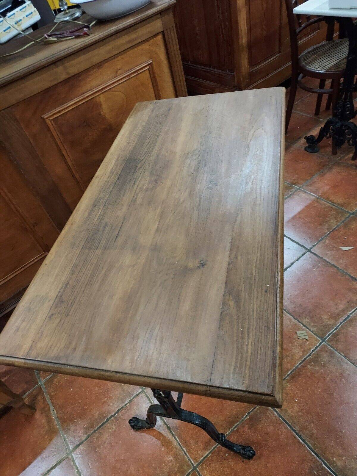 Oak and cast iron coffee table