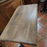 Oak and cast iron coffee table