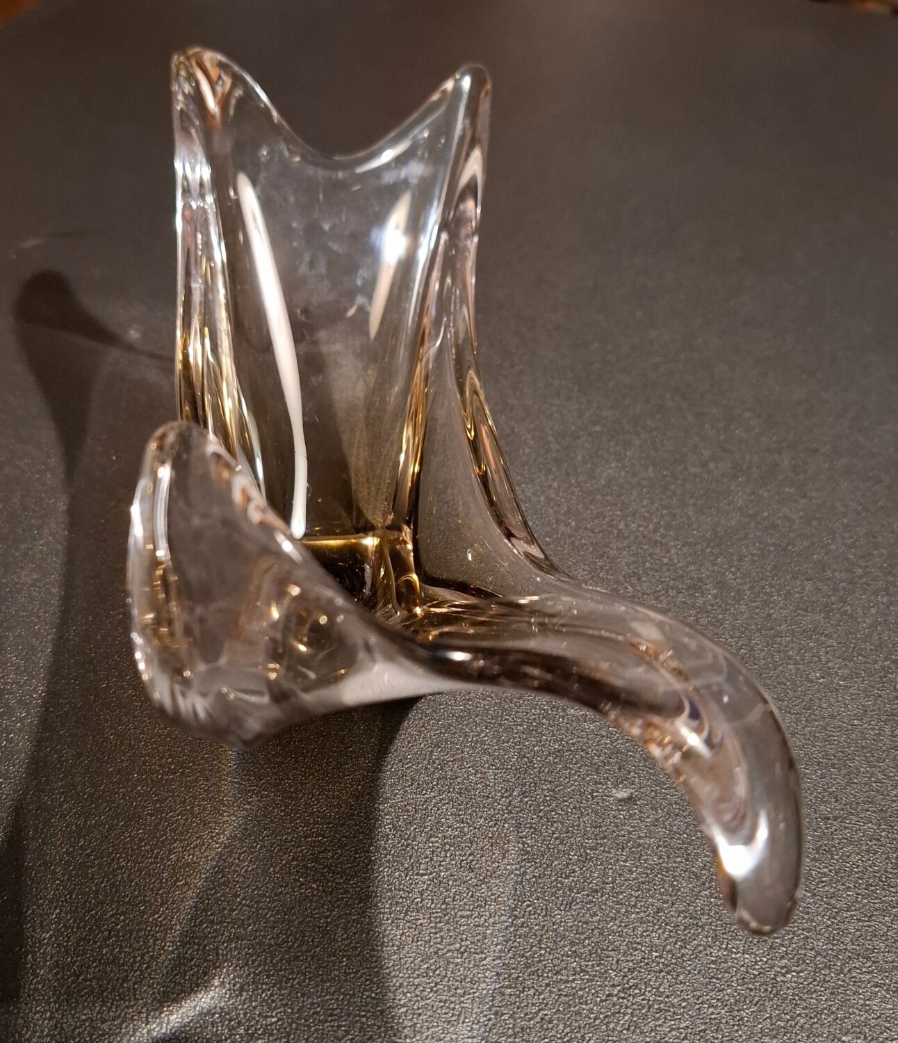 Smoked glass catchall from the seventies.