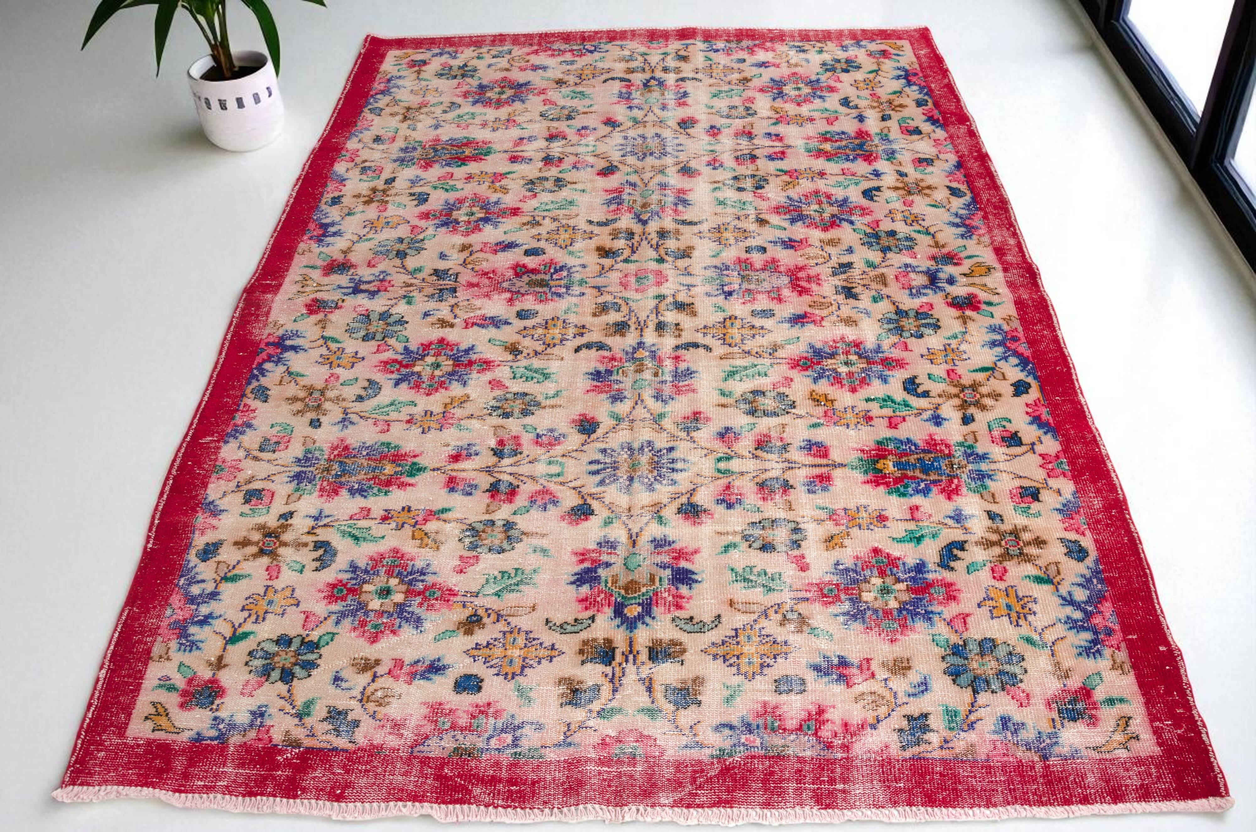 Handknotted Anatolian Floral Vintage Rug