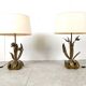 Pair of brass floral table lamps, 1970s