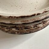 set of 7 plates 1970s faience of Gien Lanzarote sandstone decoration