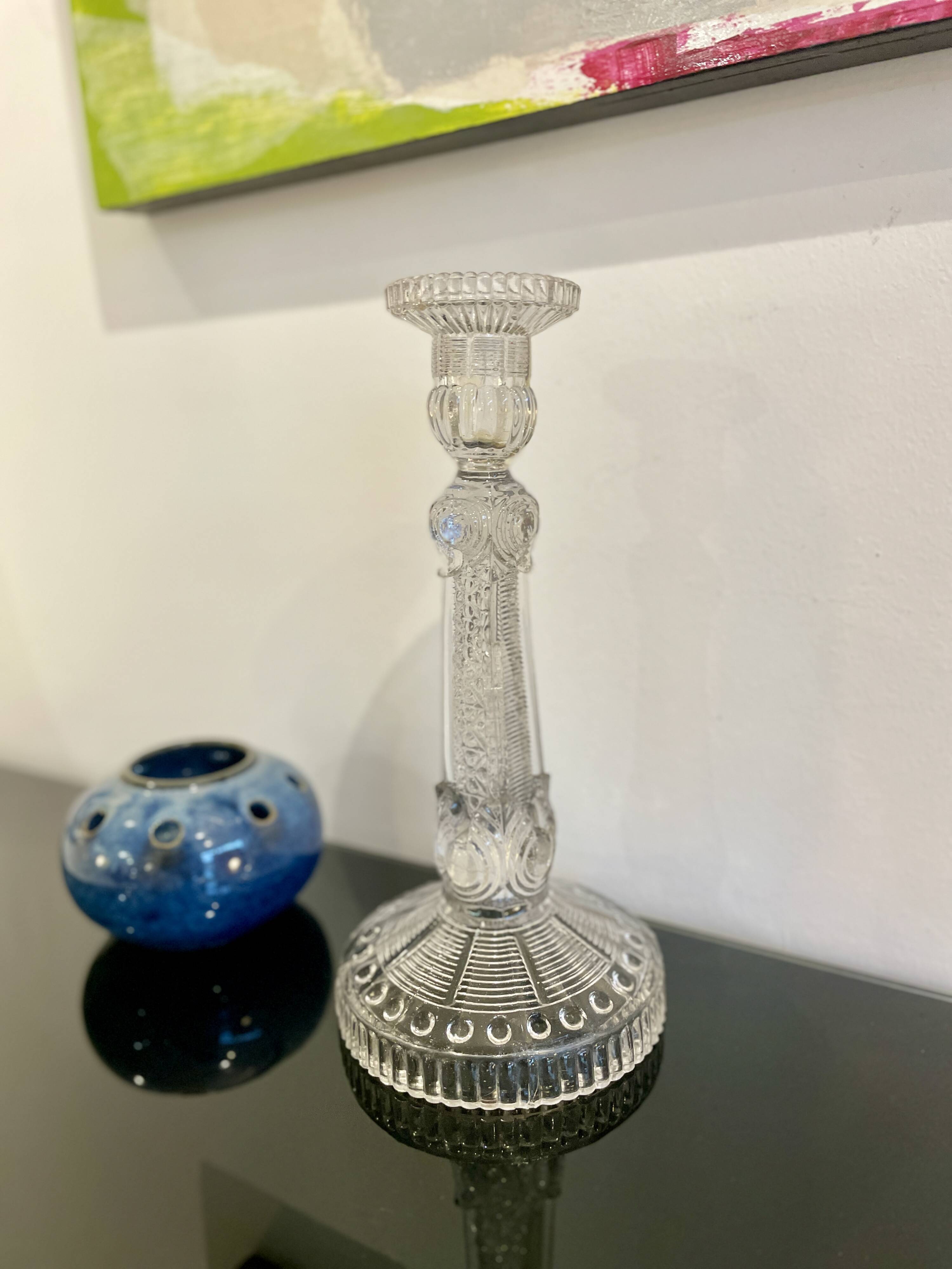 Molded glass candle holder