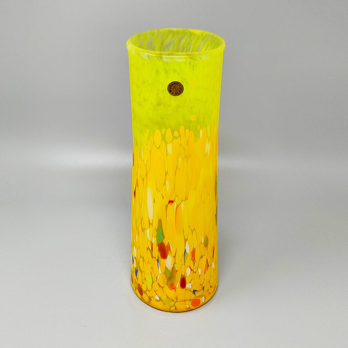 1970s Luxury Yellow Handrafted Vase in Murano Glass by Maestro del Vetro. M