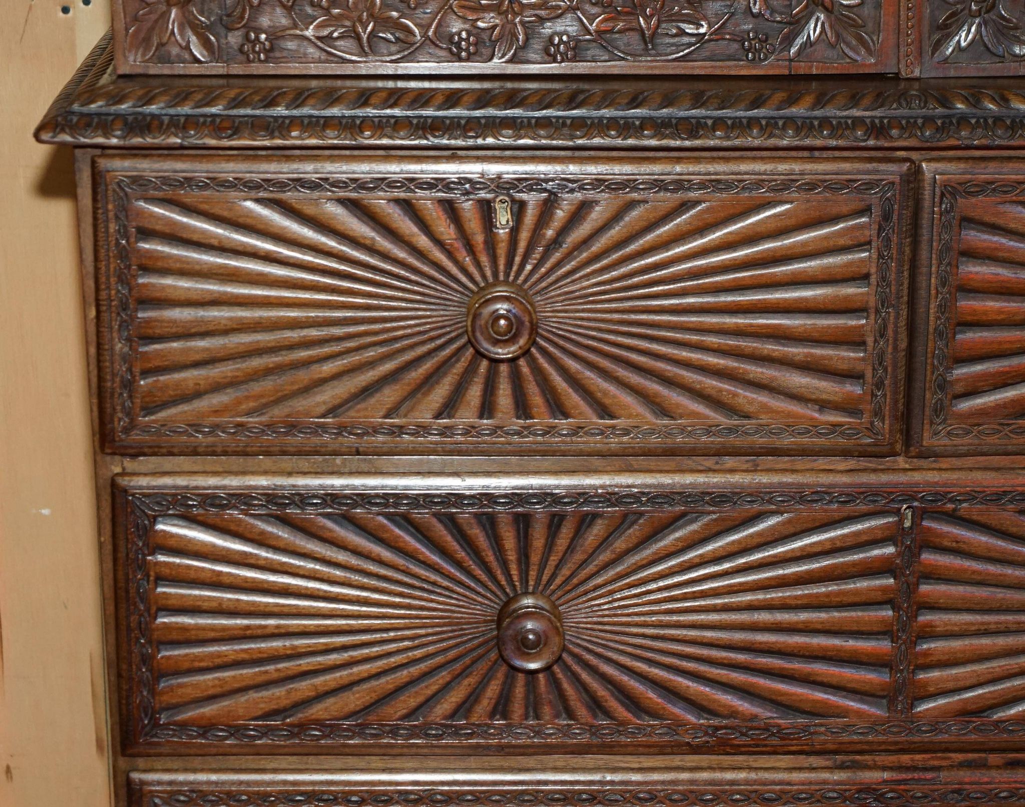 19th-century Anglo-Indian colonial hardwood library on a chest of drawers.