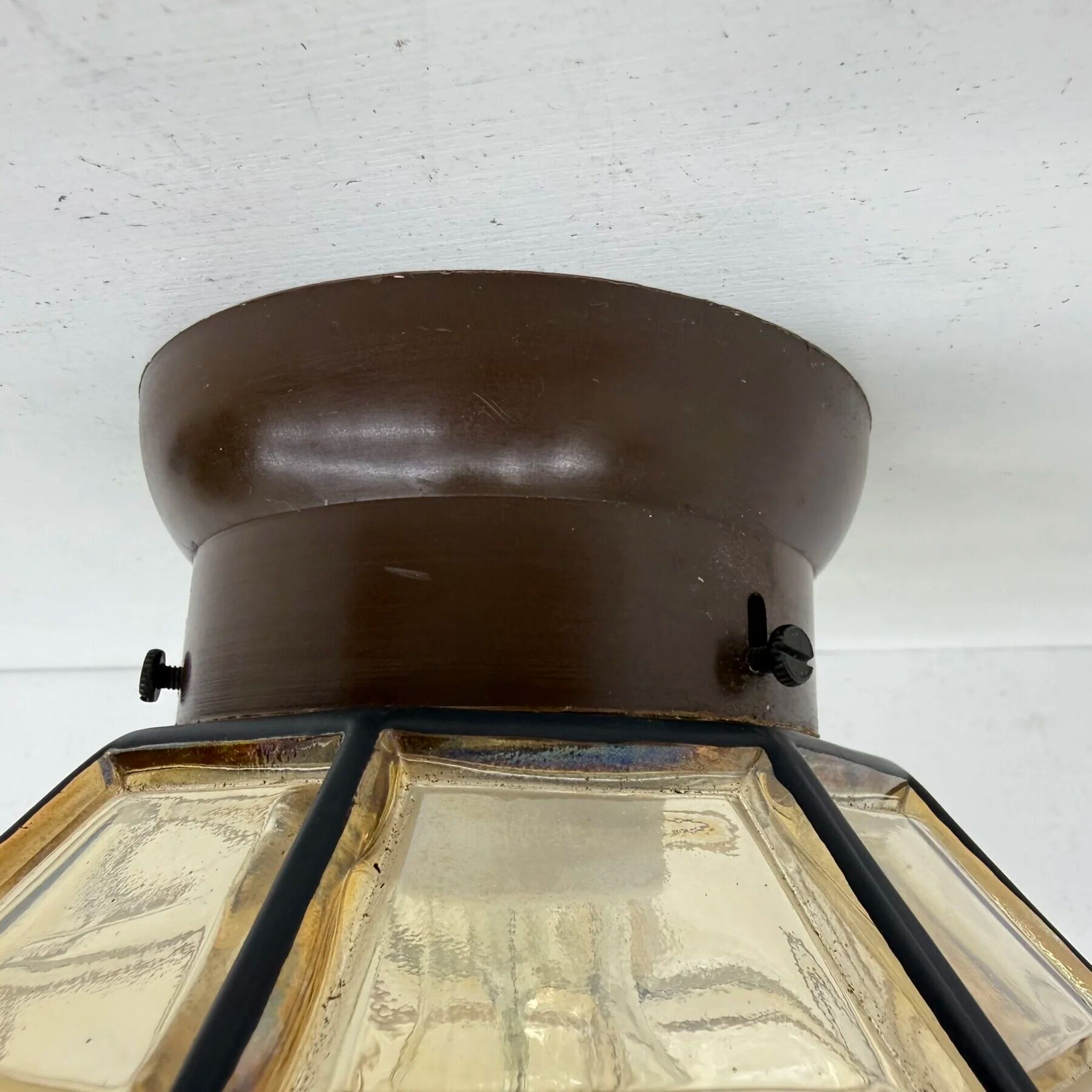1 of 2 Limburg Glashütte glass ceiling lamp flush mount, 1970s