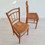 Mismatched wooden bistro chairs