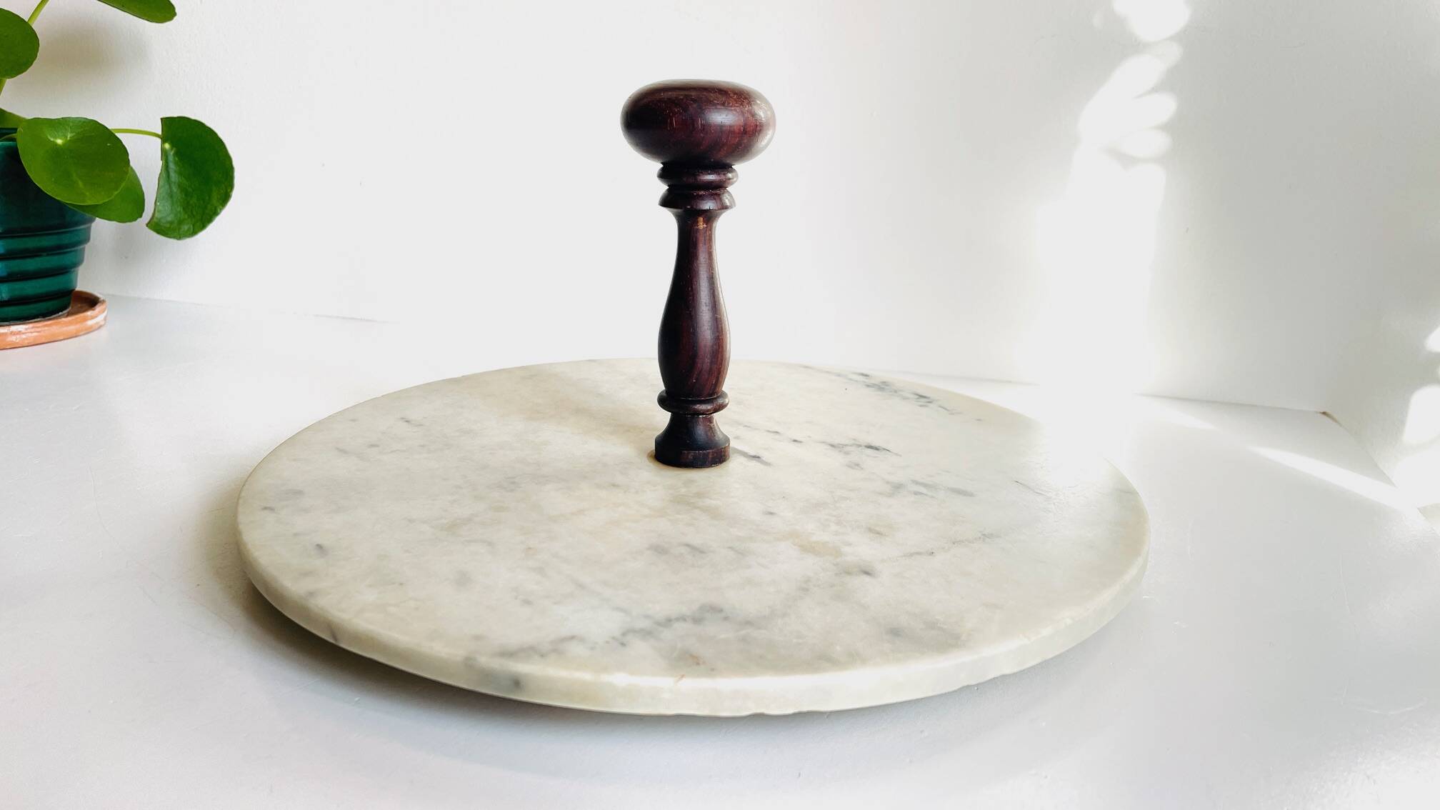 Plateau à fromage marbre et bois vintage