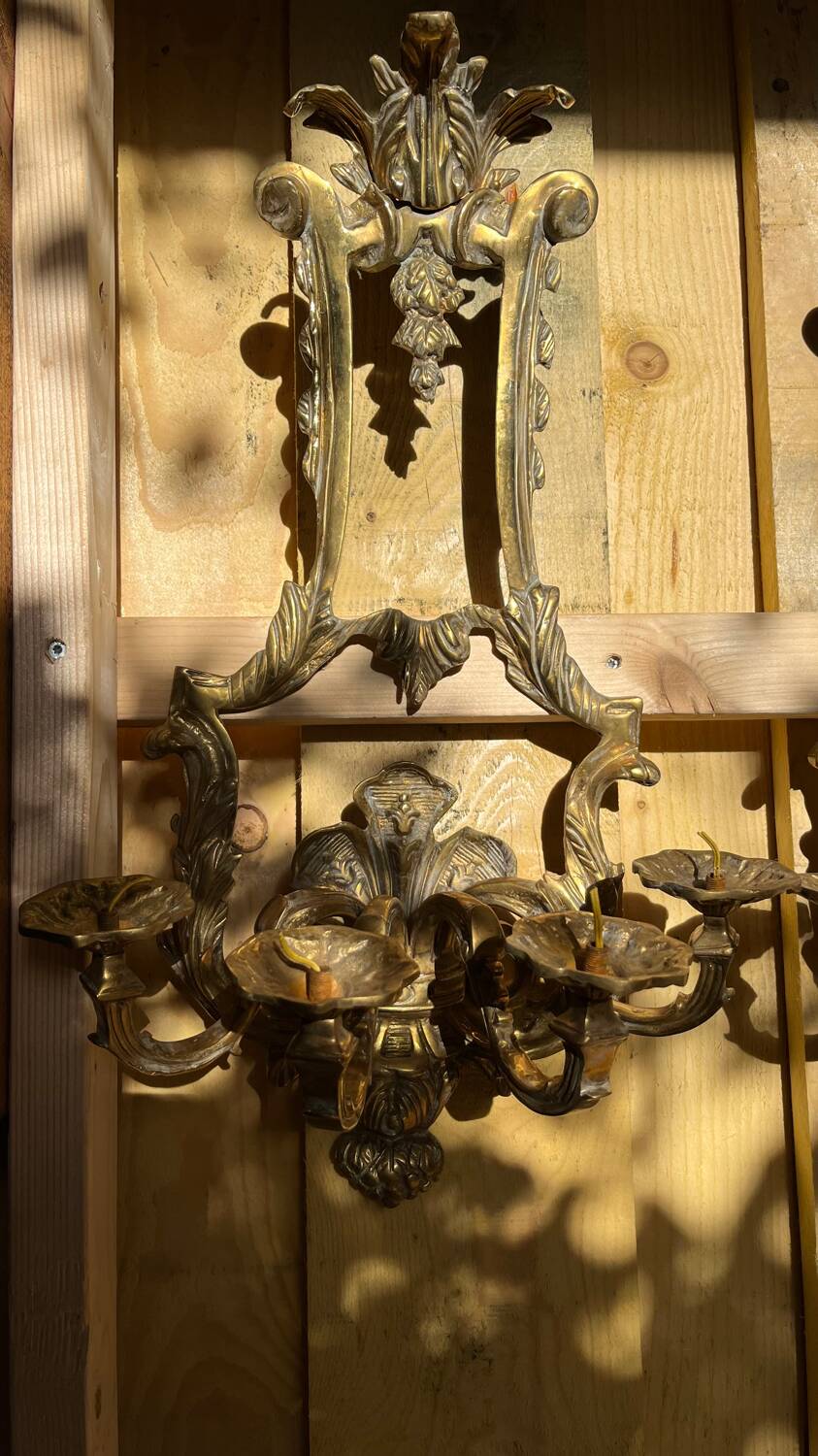 Pair of LXV style gilt bronze wall lights