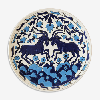 Assiette décorative émaux bleus Grèce Rhodes