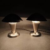 Pair of Bauhaus Chrome Adjustable Table Lamps, 1930s Czechoslovakia