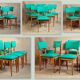 Lot 6 vintage wooden and skai chairs 60