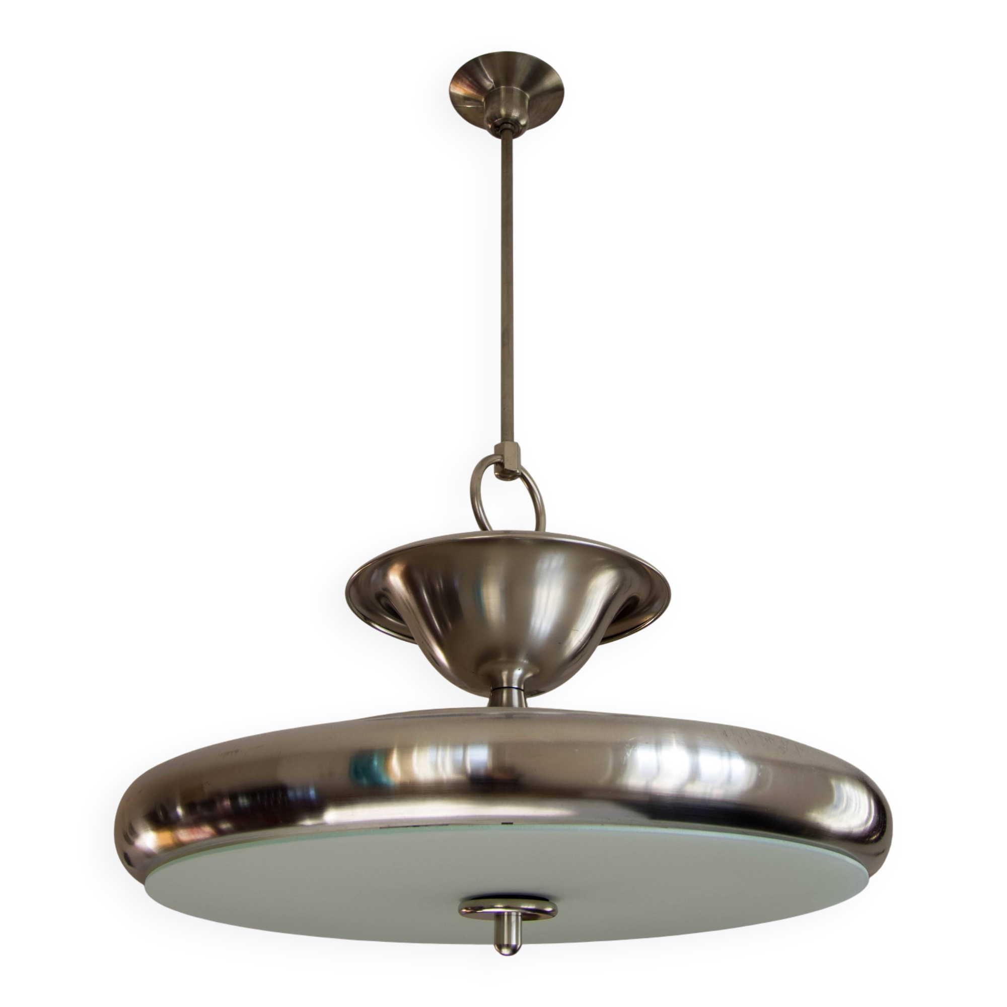 Rare grand lustre Bauhaus par Anyz pour IAS, 1920, restauré