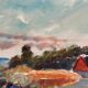 Original Swedish Oil on Canvas - 'Beach House in a Grove' by Carl Köhler - Signed - Vintage and Framed - 38 × 30 cm