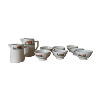 Milk jars and porcelain bowls