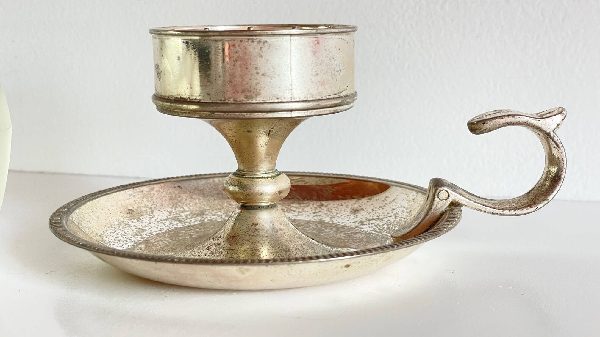 Vintage Silver Glass Candle Holder